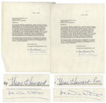 Pair of Agreements Each Signed by Moe Howard & Joe DeRita Regarding Using the Name & Likeness of The Three Stooges